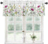 Floral Kitchen Curtains Valances, Wildflowers Spring Watercolor Flower Plants, 42" W x 12" L