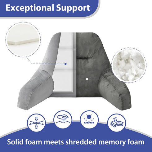 18in, IASEAHK Reading Pillows for Sitting in Bed Adult, Back Pillow for Bed Sitting Up, Backrest Pillows with Shredded