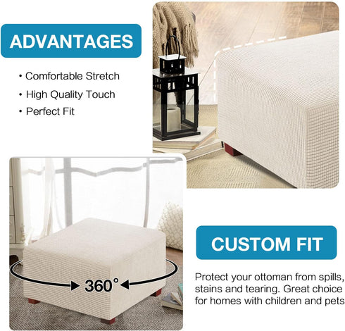 Flamingo P Stretch Ottoman Cover Square Ottoman Slipcovers Furniture Protector Folding Storage Stool Furniture