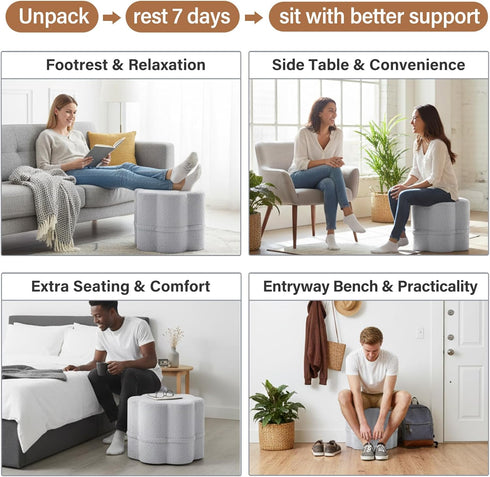 Tiita Floral Pouf Ottoman, Foot Stools Ottoman with Foam Chunk Filling, Puff Foot Rest for Couch, Living Room, Kids