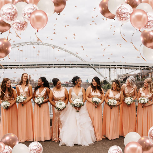 Rose Gold Confetti Balloons, 50pcs 12 Inch Metallic Latex Balloons for Birthday Party Wedding Decorations
