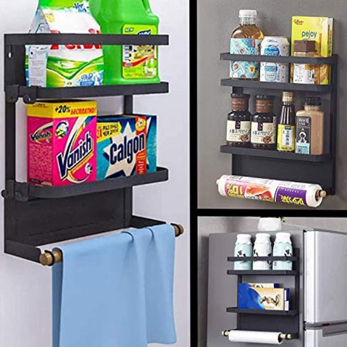 Dr.BeTree Magnetic Spice Rack for Refrigerator, Magnetic Paper Towel Holder Shelf, Kitchen Organization and Storage