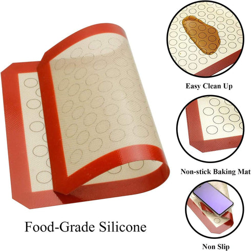 Wildone Baking Sheet Set with Silicone Mats, 4 Pieces (2 Sheets + 2 Mats), 12 x 10 x 1 Inch, Non-Toxic