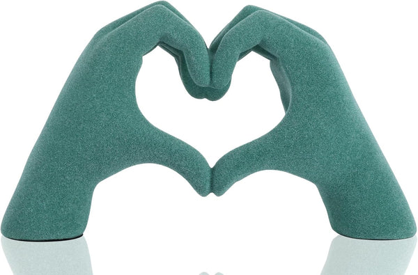 DOVDOV Green Heart Hand Sculpture, Heart Hand Statue Home Decor Aesthetics, Suitable