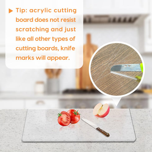 Acrylic Cutting Board with Counter Lip, 17" x 13" Clear Non-Slip Cutting Board for Kitchen Countertop Protection