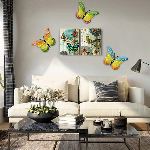 WKHOMEDECO Metal Butterfly Wall Art,Wall Decor Sculpture Hanging for Indoor and Outdoor Decor,Outdoor Wall Art for Patio,Fence, Garden, Yard,Fence Decorations.Set of 3 Outdoor Wall Decor…