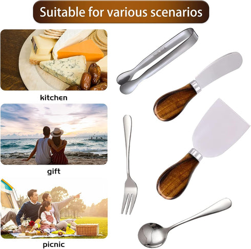 Charcuterie Accessories 20 Pcs, Cheese Spreaders, Mini Serving Spoons, Forks, and Tongs for Charcuterie Board