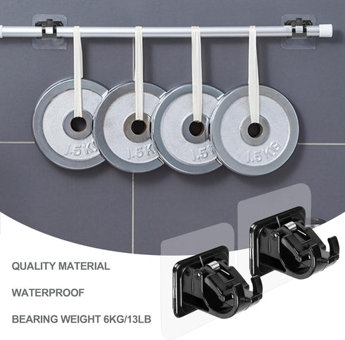 8PCS No Drill Curtain Rod Brackets, Self Adhesive Curtain Rod Holder Hooks, Nail Free Curtain Rod Hooks for Bathroom