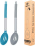 Pack of 2 Large Silicone Slotted Spoon - Kitchen Skimmer with High Heat Resistant BPA Free Non Stick Cooking Ladle