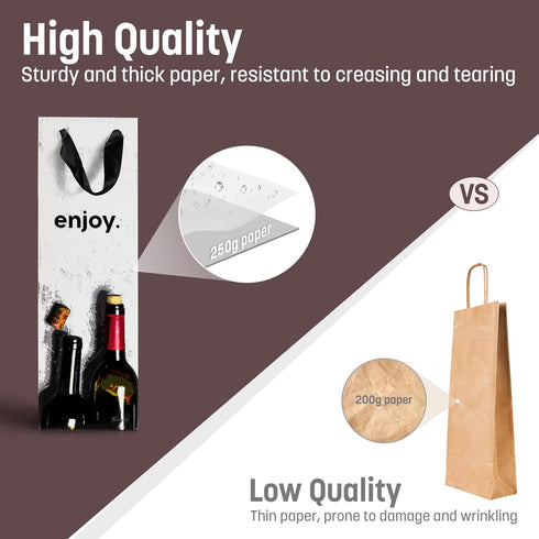 Tirrinia Wine Gift Bags - 12pcs in 4 Designs, Bulk Set for Weddings, Parties, Holidays, Christmas