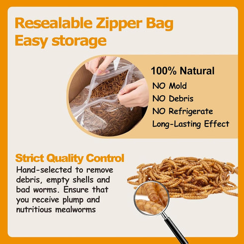 5LB Dried Mealworms, Non-GMO Meal Worms for Chickens & Birds, High Protein Chicken Feed, Natural Chicken Worms Ideal