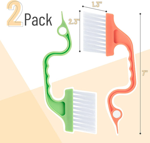 Slick- Window Track Cleaning Brush, 2 Pack, Window Cleaning Brush Tool, Window Groove Cleaning Brush, Window Track Cleaner, Gap Cleaning Brush, Window Groove Cleaning Tool, Orange/Green by Slick Solutions