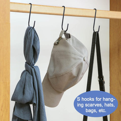 30 Pack 3 inch Heavy Duty S Hooks, Black S Shaped Hanging Hooks for Kitchenware, Pots, Utensils