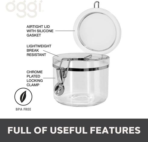 Oggi Clear Canister with Clamp Lid - 28 oz Airtight Food Storage Container for Kitchen & Pantry