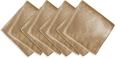 Newbridge Barcelona Luxury Tablecloth, 52” x 70” Rectangle, Golden Beige Damask Fabric, 100% Polyester, No Iron, Soil