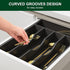 Bellsal Black Utensil Organizer, 10 Inch Silverware Tray for Drawer, Cutlery Organizer with 5 Compartment Small Narrow