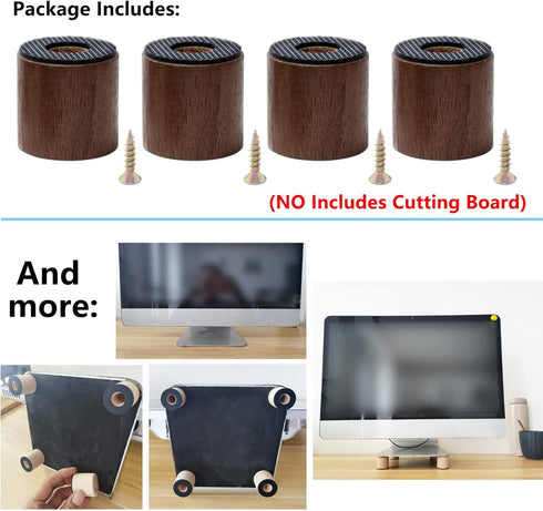 Walnut Cutting Board Feet, Non-Slip Self Adhesive Legs, Wooden Chopping Board Feet with Screw (Short)