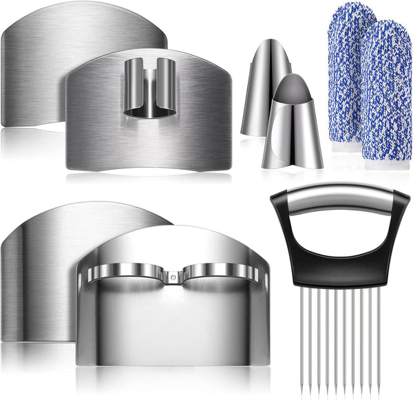 9 Pieces Finger Guard for Cutting Vegetables, Stainless Steel Knife Protector for Kitchen Safety
