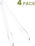 Plasticpro 12'' Disposable Serving Tongs, Durable Heavy Duty Premium Clear Pack of 4