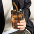 13 oz (Amber-4pack) BLUEPOLAR Tumbler Water Glass, Water Bottle with Straw and Dustproof Lid, Coffee Ice Cup Double