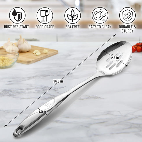Zulay Kitchen Stainless Steel Cooking Utensil, Durable Kitchen Gadgets, 15" Slotted Spoon