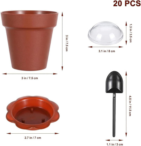 20 Pack 6.7 oz DOITOOL Flower Pot Dessert Cups with Lids and Spoons, Mini Plastic Chocolate Pudding Cups, Cute Mini
