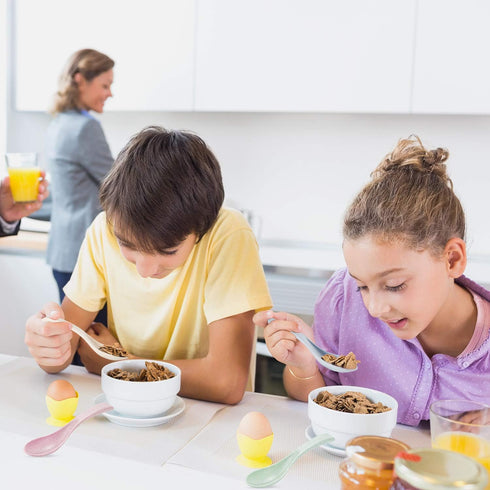 Outus 8 Pieces Wheat Straw Plastic Spoon, Portable Dinner Spoon, Dishwasher and Microwave Safe