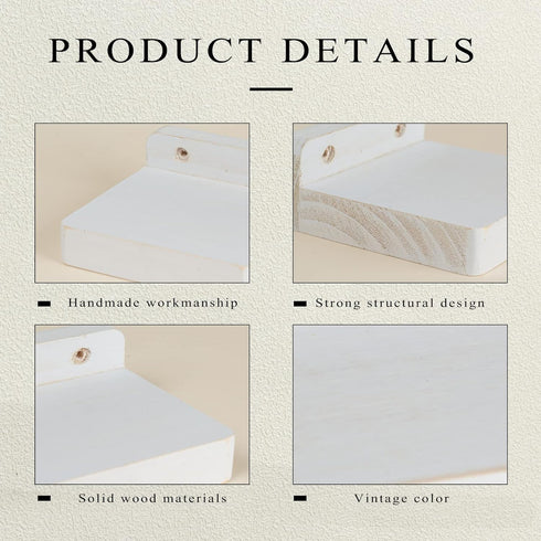 Set 4 4Inch Freezing point Small Floating Shelf for Wall of Natural Wood Mini Wall Shelves Decor Plant Display