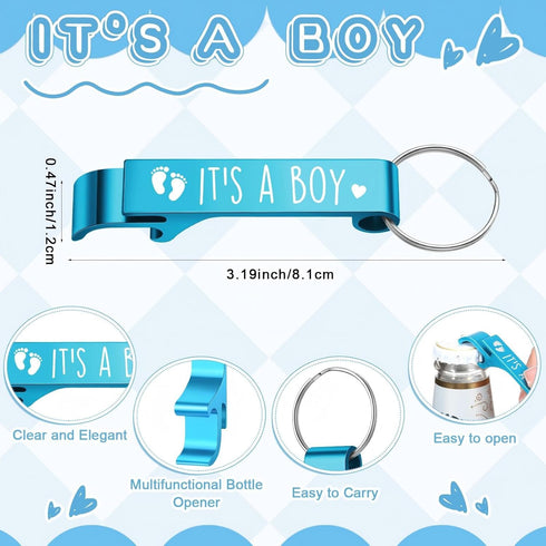 50 Sets 1.5 oz Vesici Baby Shower Favors for Guests Stainless Steel Shot Glasses Cute Bottle Opener Keychains Thank You