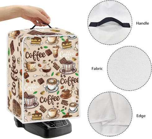 Coffee Bees Pattern Coffee Maker Covers, Folding Dust Covers with Top Handle for Home and Office