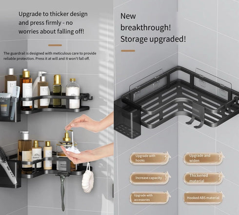 AESTHELIV 6 Pack Adhesive Corner Shower Caddy Hanging - Rustproof Stainless Steel Corner Shelves Large Capacity Shower