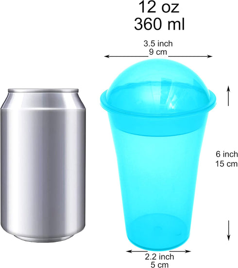 7 Sets 12 Youngever Reusable Plastic Yogurt Cups with Dome Lids, Spill and Leak Proof, Large Ounce
