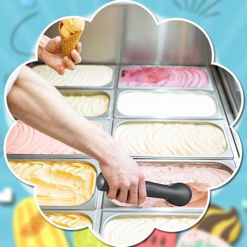 3 7 Inches Suclain Pieces Ice Cream Scoop Nonstick Anti Freeze Ice Cream Scooper with Comfort Handle Aluminum Alloy