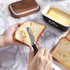 ALELION Black Butter Dish with Lid and Knife, Airtight Ceramic Butter Keeper for Counter or Fridge, Farmhouse Decor
