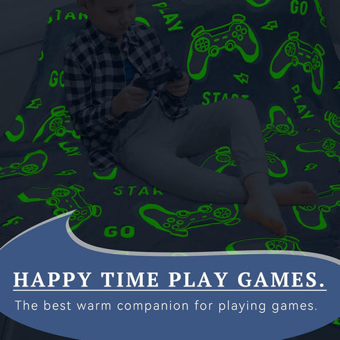8-12 obinsm Gamer Toys Gifts for Teen Boys Kids, Glow in The Dark Gaming Blanket, Game Room Decor for Year Old Boys
