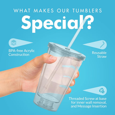 Simple Green Solutions Customizable Paper Insert Acrylic Double Wall Cup for Cold Drinks, 16oz