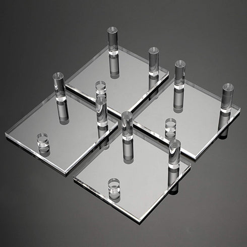 Hipiwe Clear Acrylic Display Stand - Set of 4 Three-Peg Easel Stands for Fossil, Coral, Geodes, and Collectibles