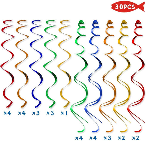 30CT Gone Fishing Party Decorations - Fishing Banner & Hanging Swirl Ceiling Streamers for Baby Shower Supplies