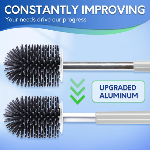 BOOMJOY Toilet Brush and Holder Set - Silicone Toilet Bowl Cleaner Brush with Tweezers for Bathroom Cleaning