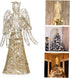 ABOOFAN Gold Glitter Christmas Tree Topper - Coated Metal Angel Xmas Treetop Decoration for Holiday Decor