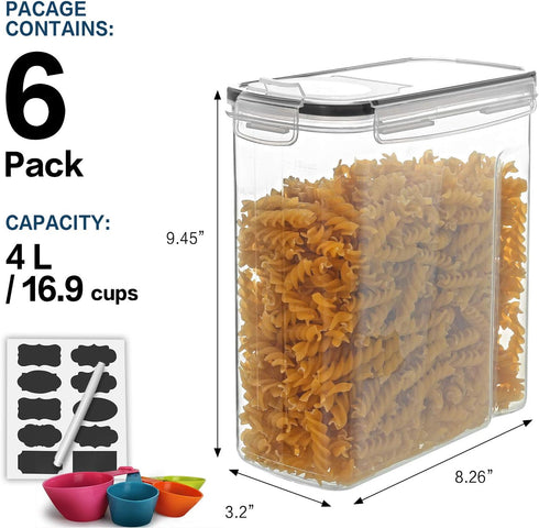 Set, ((4L /135.2oz) Set 6, Cereal Container MCIRCO Airtight Food Storage Containers of Cereal Dispensers with Measuring