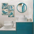 Bathroom Wall Art Beach Decor – Ocean Sea Turtle Octopus Canvas Pictures, Teal Bathroom Accessories, Nautical Painting