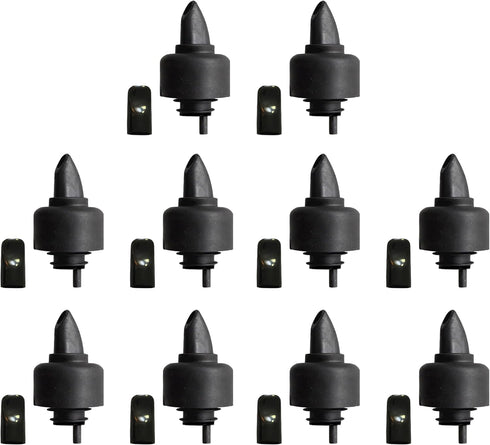 The Pure Pour Liquor Bottle Pourers - Leak-Proof Spouts with Dust Caps, Fits Most Bottles - 10 Pack