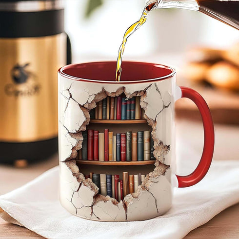 3D Bookshelf Mug - Gift For Book Lovers - Gift For Librarians - Library Bookshelf Cup - Library Mug - Bookish Coffee