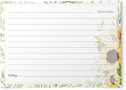 50 Sunflower Recipe Cards from Dashleigh, 4x6 inches, Double-Sided by Dashleigh