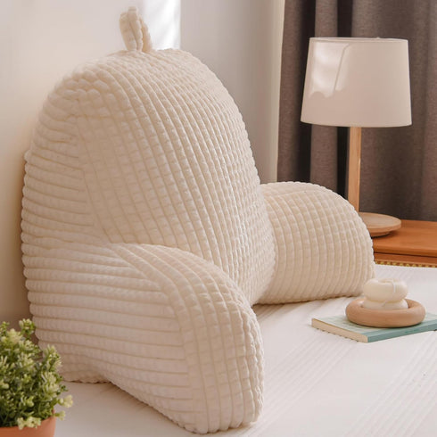 A Nice Night Reading Pillow Bed Wedge Standard Size Backrest with Arms Back Support for Sitting Up in Bed/Couch
