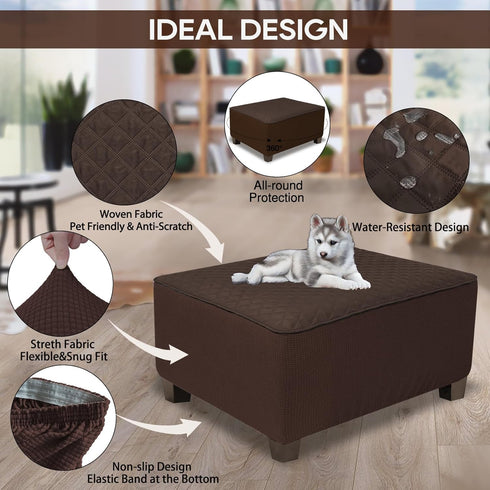 NeColorLife Ottoman Cover Rectangle Waterproof Ottoman Slipcover Rectangular Oversized Thick Storage Footrest Stool