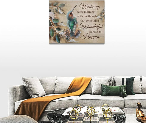 Rustic Hummingbird Wall Art Canvas Prints, Framed Modern Pictures for Bedroom, Living Room, Bathroom, 16"x12"