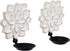 Set Farmhouse Candle Sconces of Two, Handcarved Wall Candle Holders Decorative, Flower Pattern, Distressed Finish