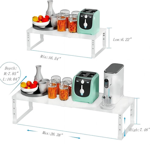 Shelves.Easy-to-Install2Packs/White,Large Expandable Spice Rack Organizion for Kitchen Cabinet, Seasoning,Bathroom